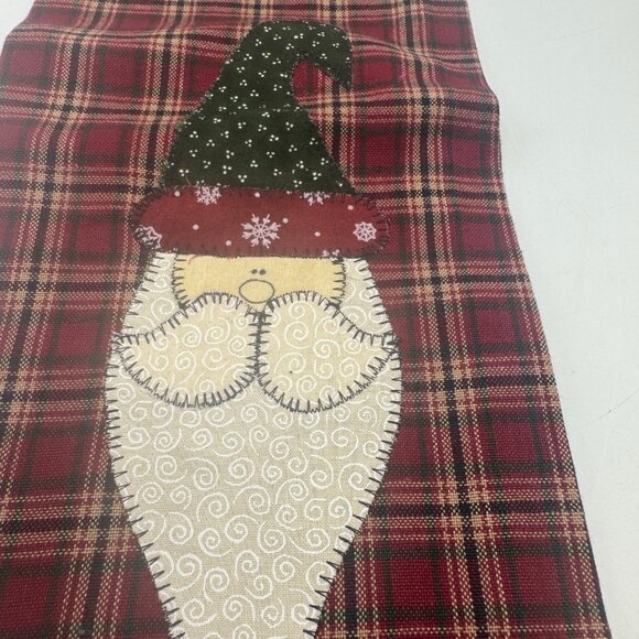 Park Designs Holiday Plaid Santa Appliqué Tea Towel Cotton 18x28 Pre-Owned - Picture 2 of 3